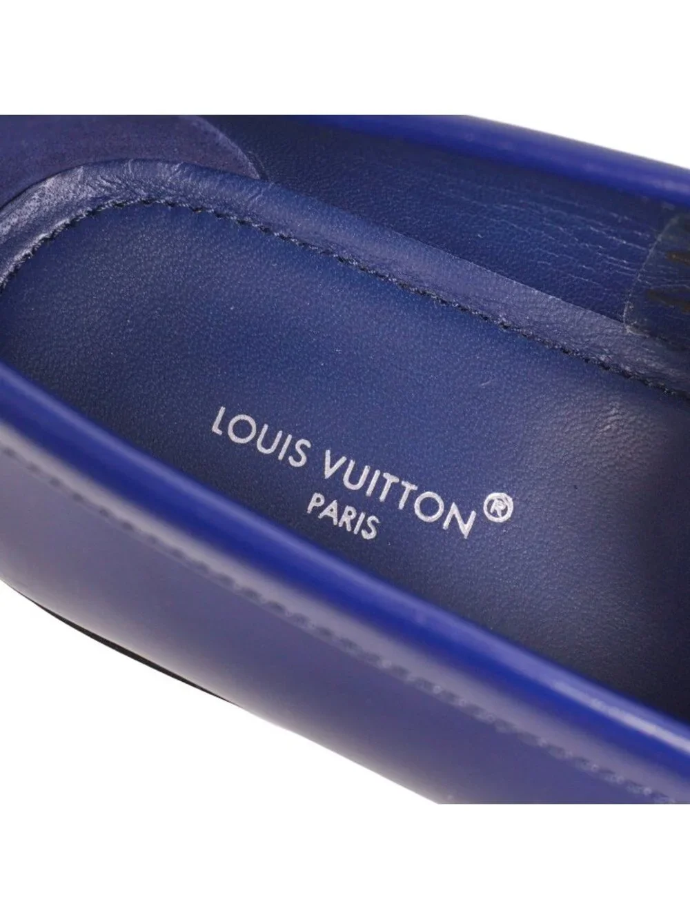 Louis Vuitton Loafers Moccasins Chess Line Circle Logo Leather Shoes Navy